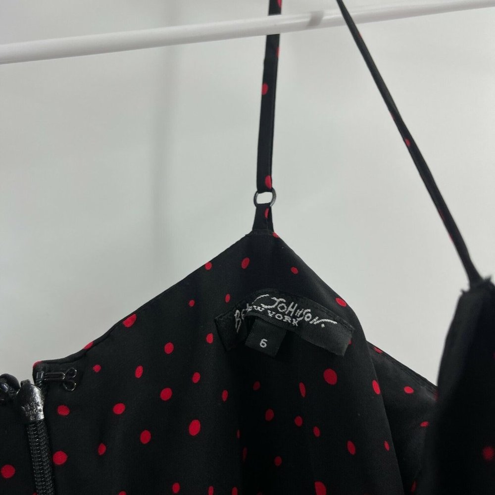 Vintage Y2K Betsey Johnson Black Red Polka Dot Rainbow Mini Strap Dress Size 6 - Picture 4 of 9